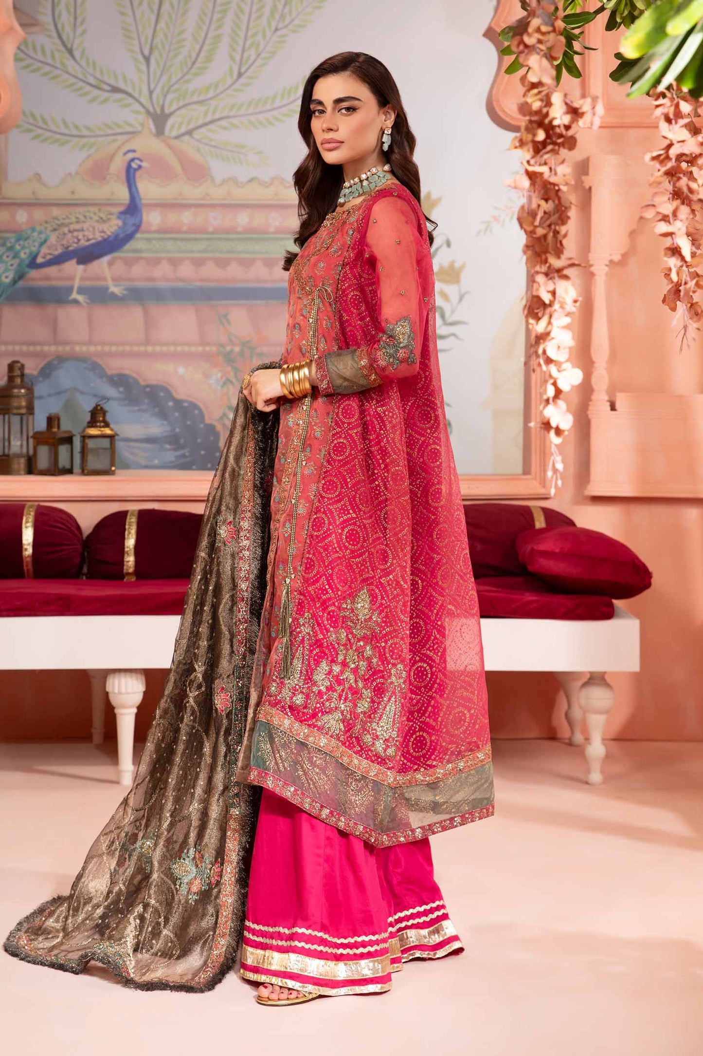 3 Piece Printed Organza Suit