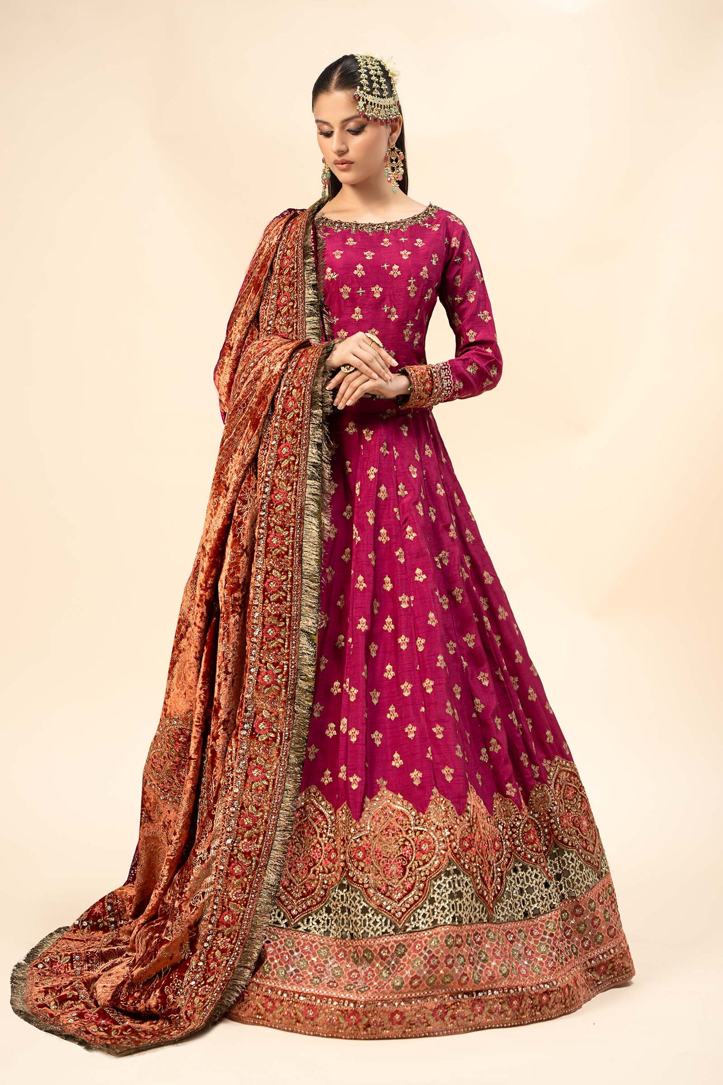 3 Piece Embroidered Raw Silk Suit