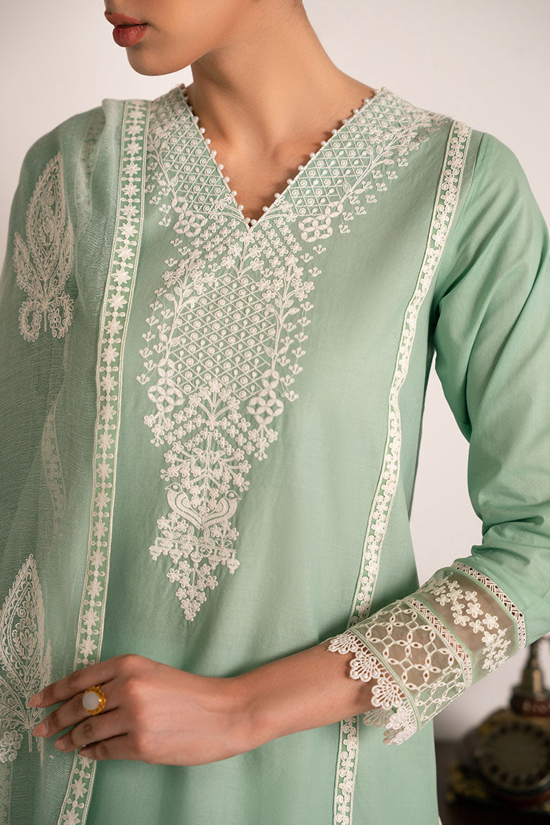 GREEN GLIMMER-2PC (SHIRT & DUPATTA)