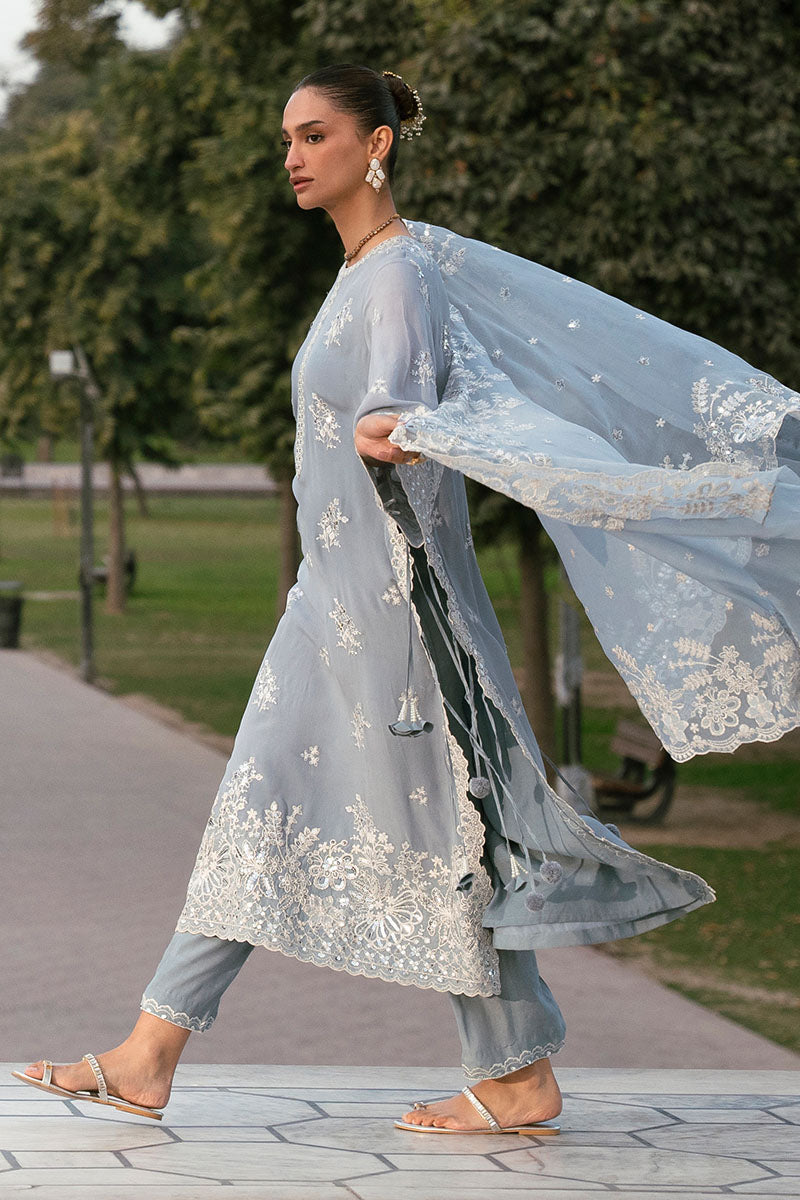 GREY MELANGE-3PC (SHIRT, TROUSER & DUPATTA)