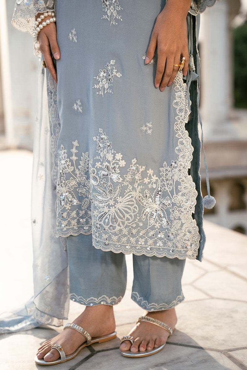 GREY MELANGE-3PC (SHIRT, TROUSER & DUPATTA)