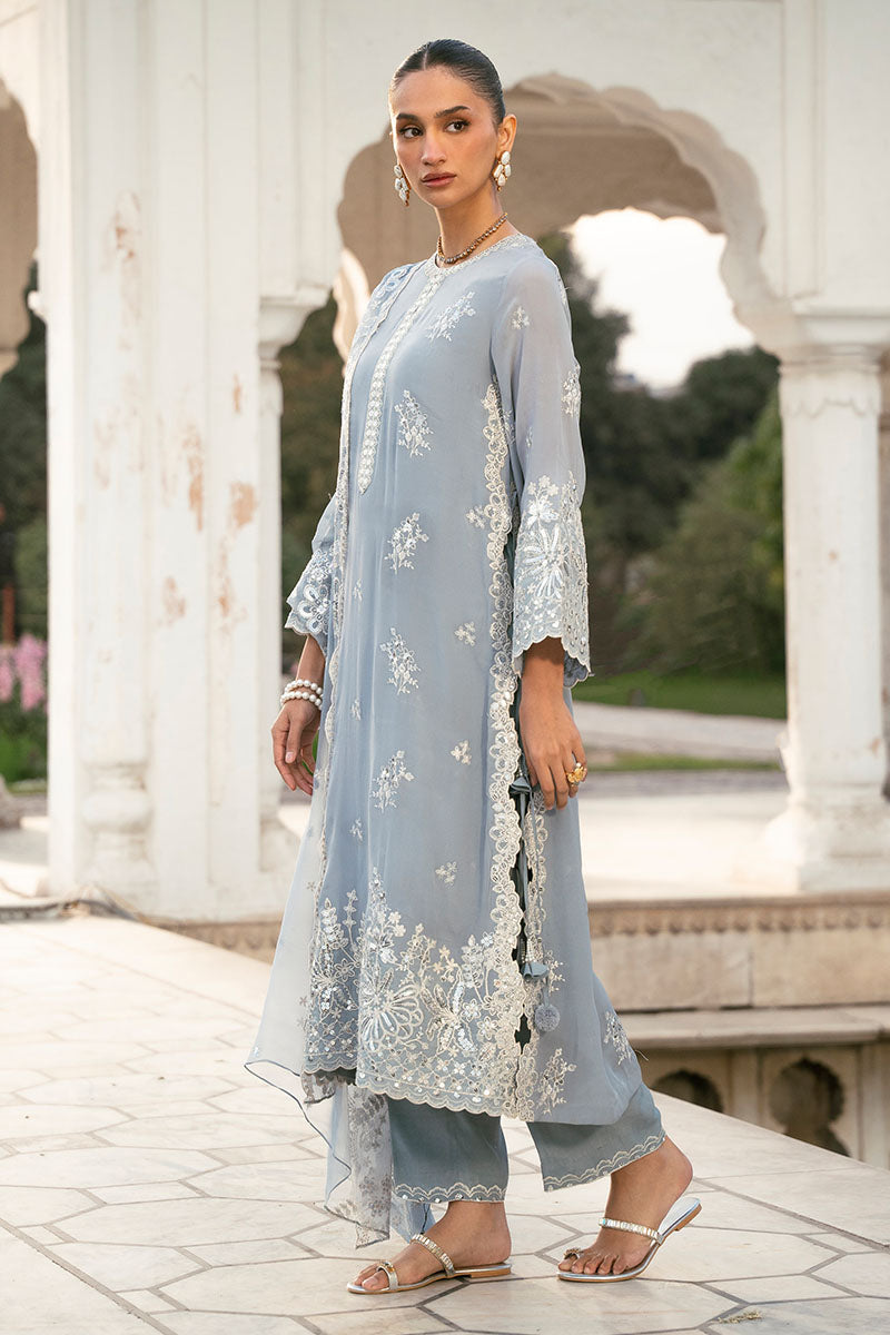 GREY MELANGE-3PC (SHIRT, TROUSER & DUPATTA)