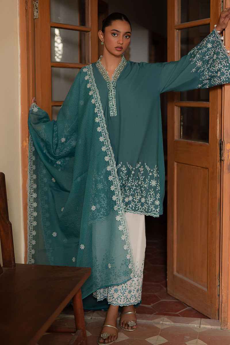 TEAL DREAM-3PC (SHIRT, TROUSER & DUPATTA)