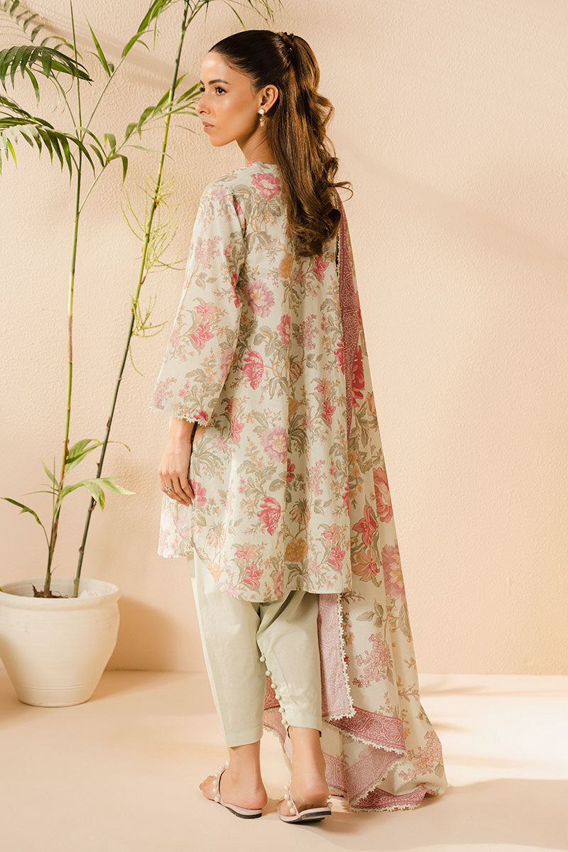 MINTY BLOOM-3PC (SHIRT, TROUSER & DUPATTA)