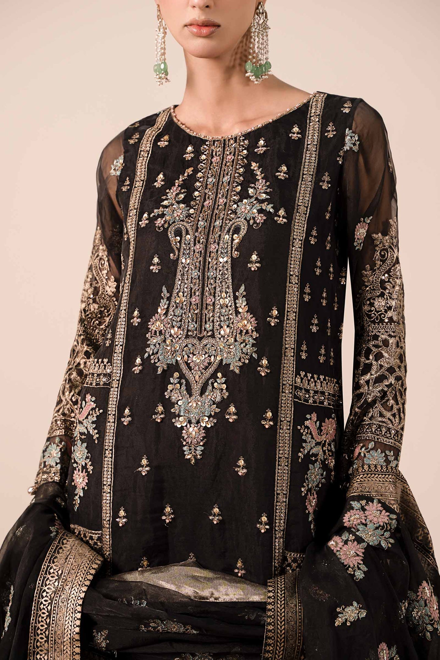 3 Piece Embroidered Organza Suit