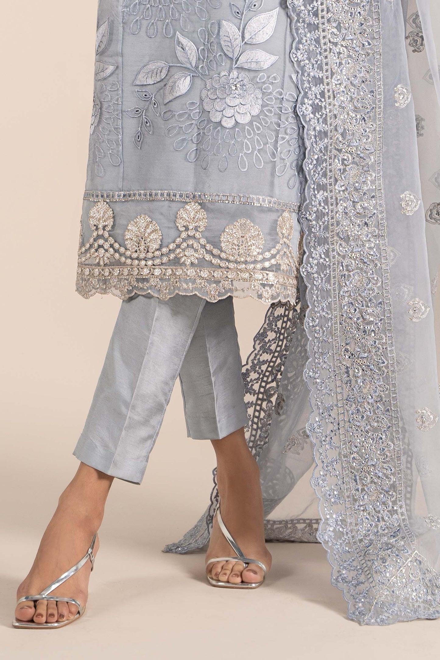 3 Piece Embroidered Organza Suit