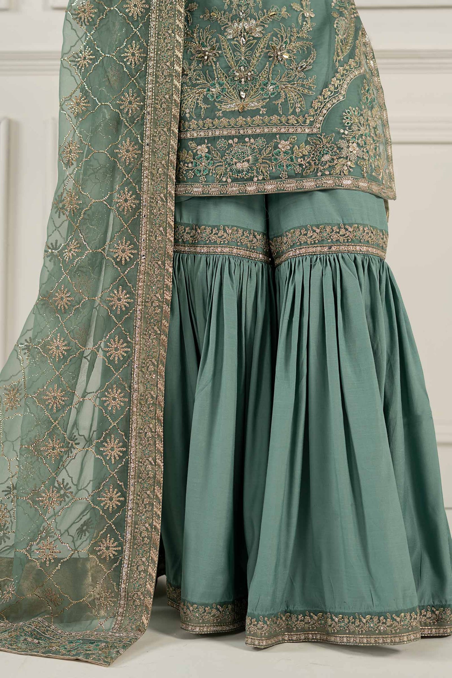 3 Piece Embroidered Organza Suit
