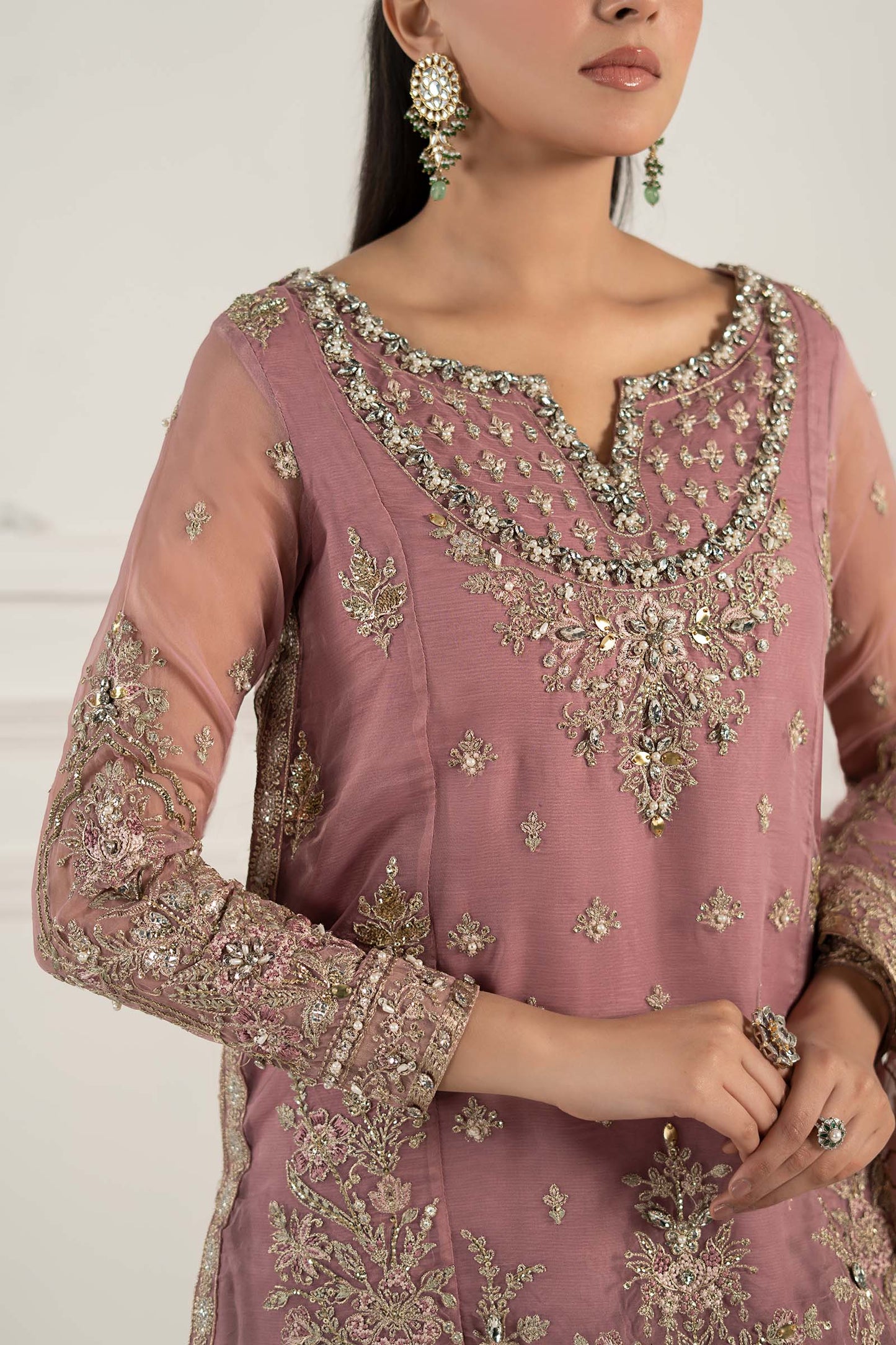 3 Piece Embroidered Organza Suit