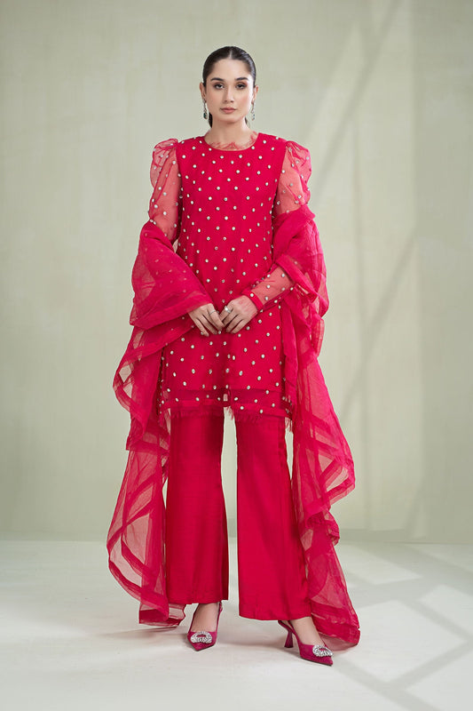 3 Piece Dyed Organza Suit