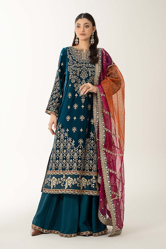 3 Piece Embroidered Velvet Suit