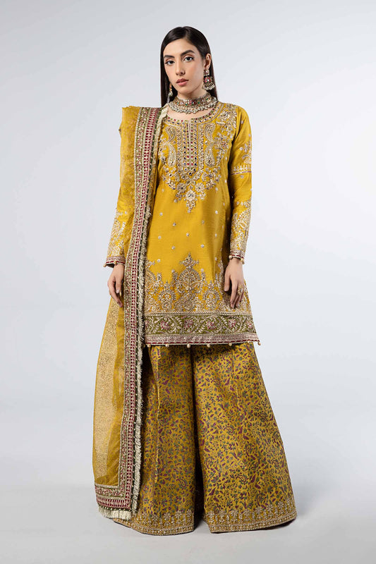3 Piece Embroidered Raw Silk Suit