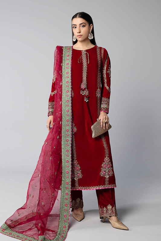 3 Piece Embroidered Velvet Suit