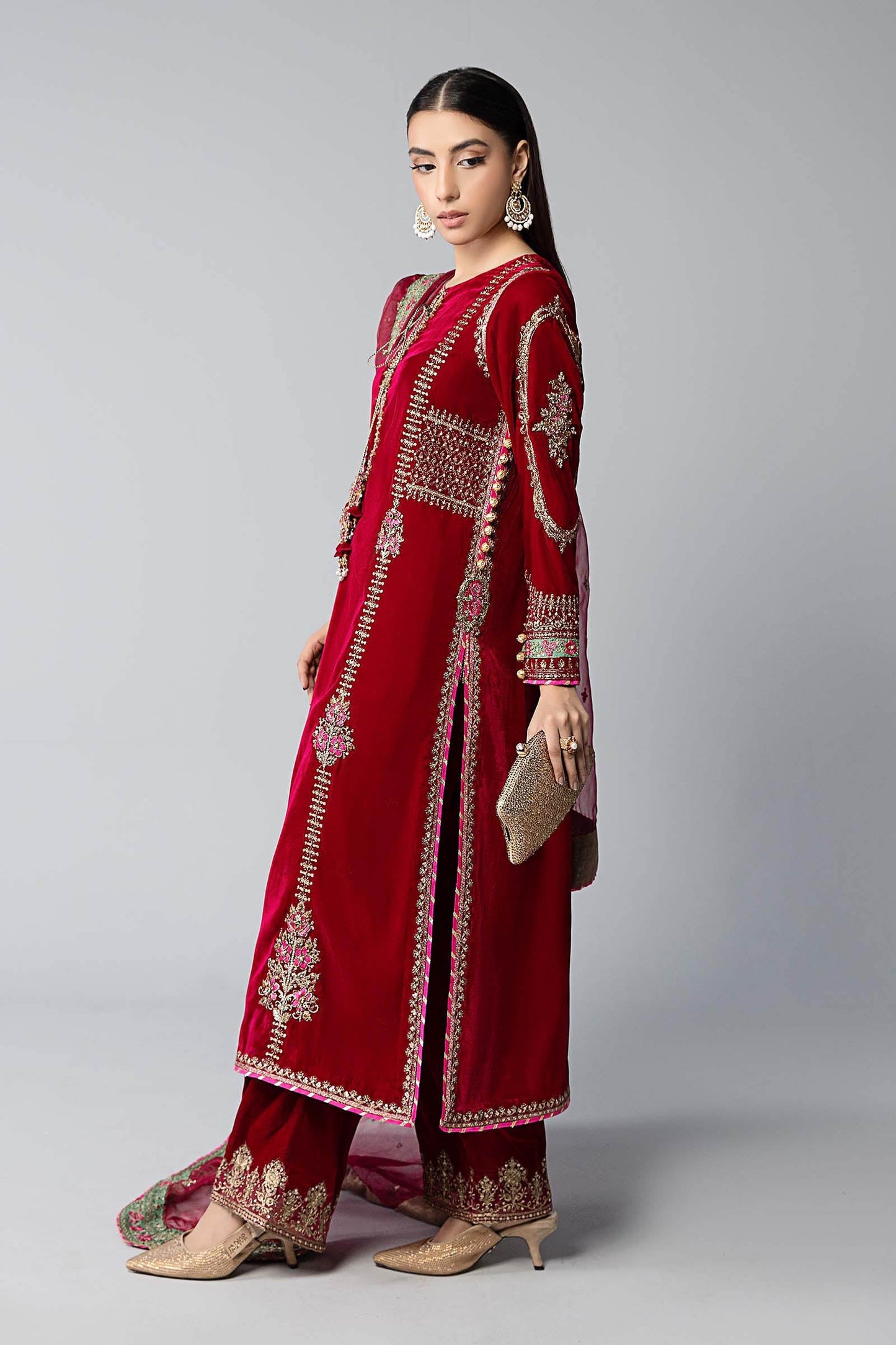 3 Piece Embroidered Velvet Suit