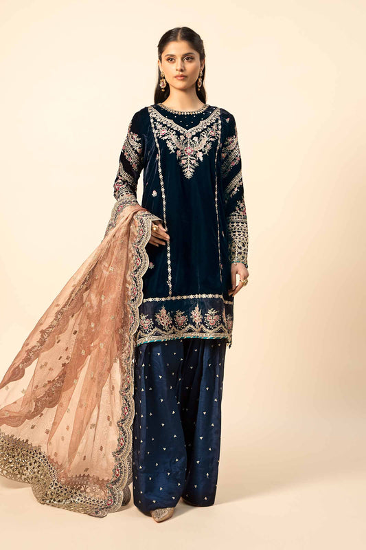 3 Piece Embroidered Velvet Suit