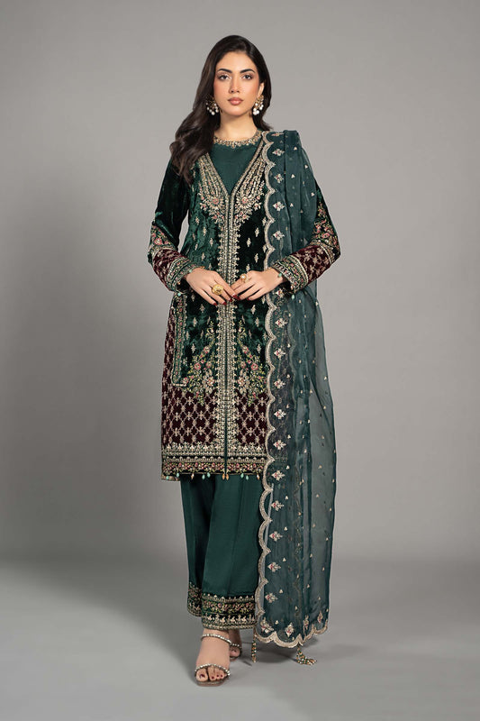3 Piece Embroidered Velvet Suit