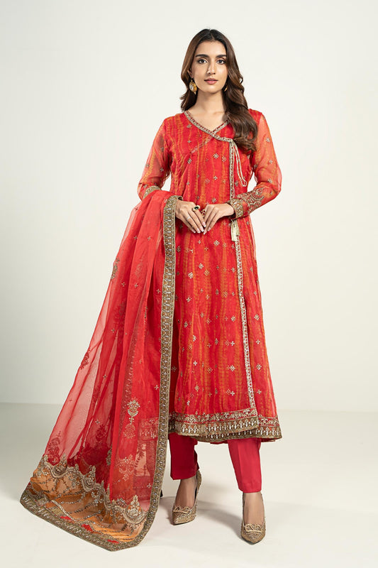 3 Piece Embroidered Frock