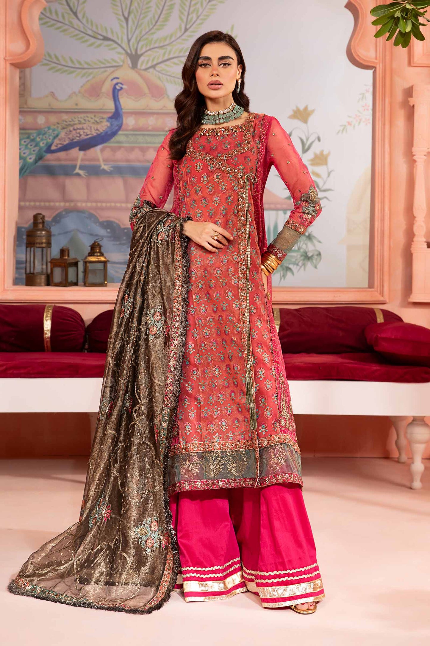 3 Piece Printed Organza Suit