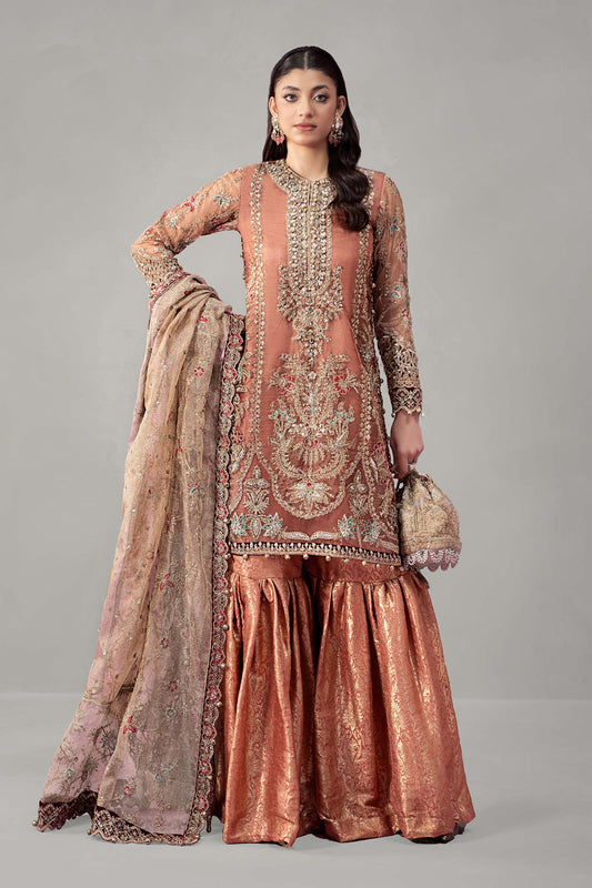 3 Piece Embroidered Zari Net Suit