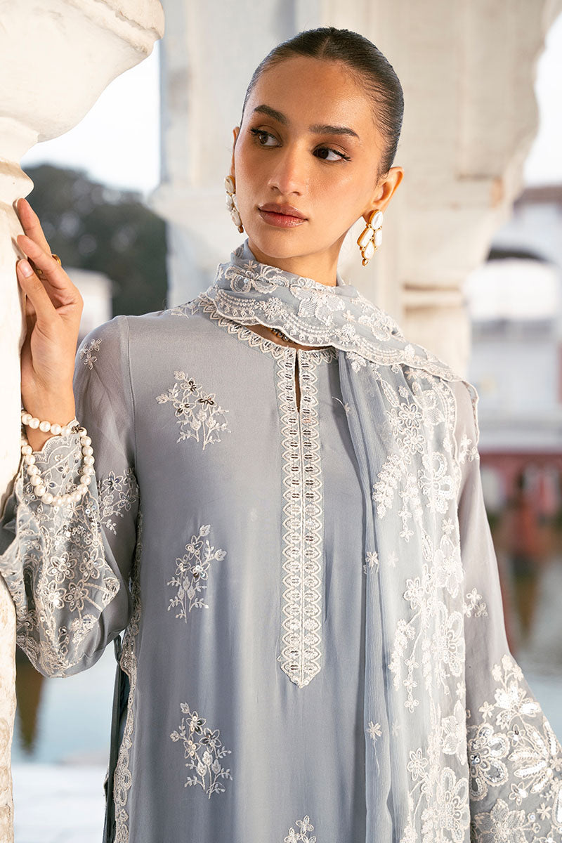 GREY MELANGE-3PC (SHIRT, TROUSER & DUPATTA)