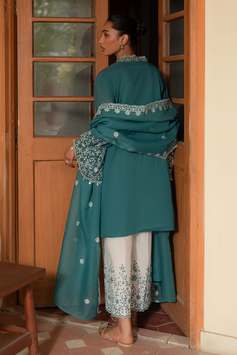 TEAL DREAM-3PC (SHIRT, TROUSER & DUPATTA)